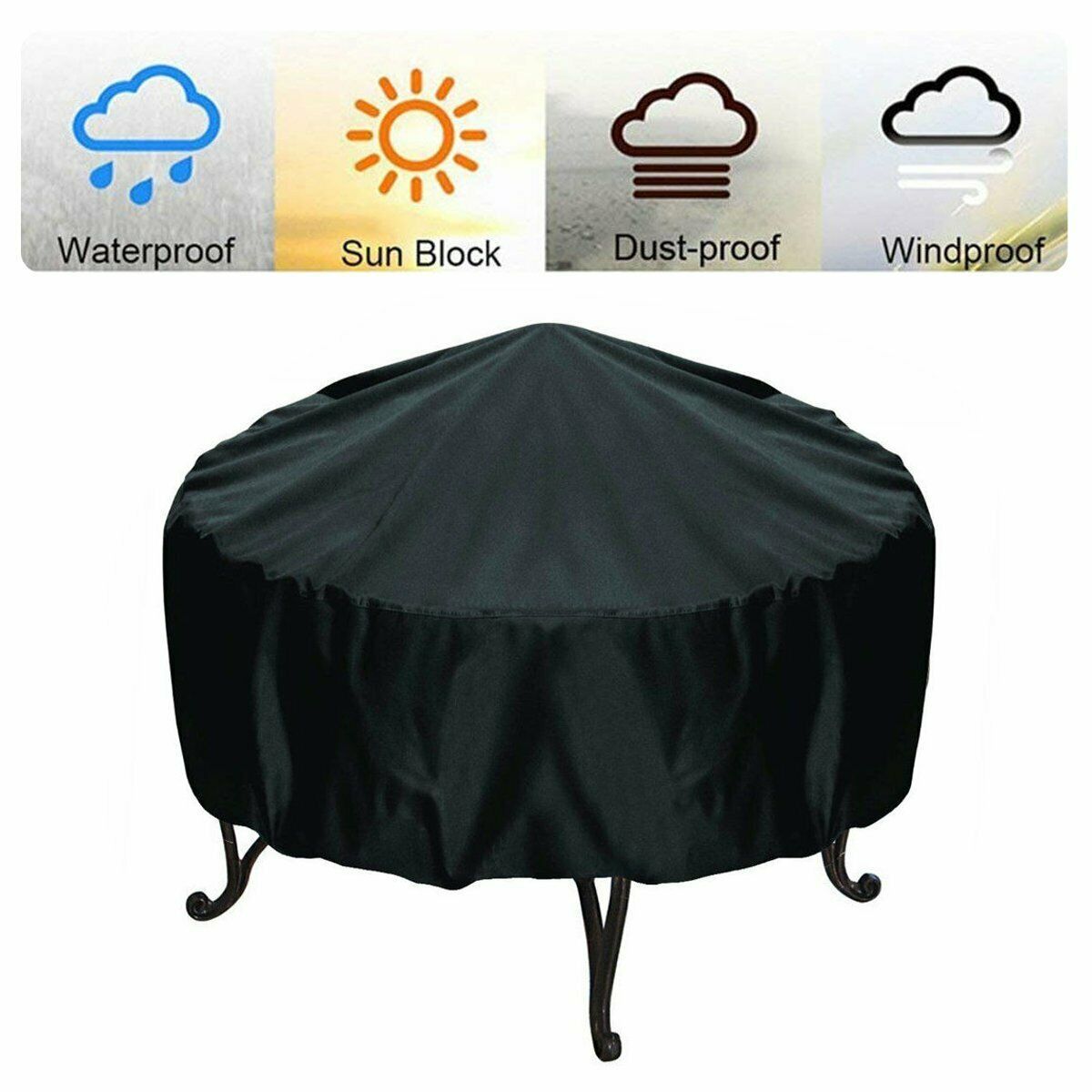Universal Outdoor Round Fire Pit Covers For BBQ Grill