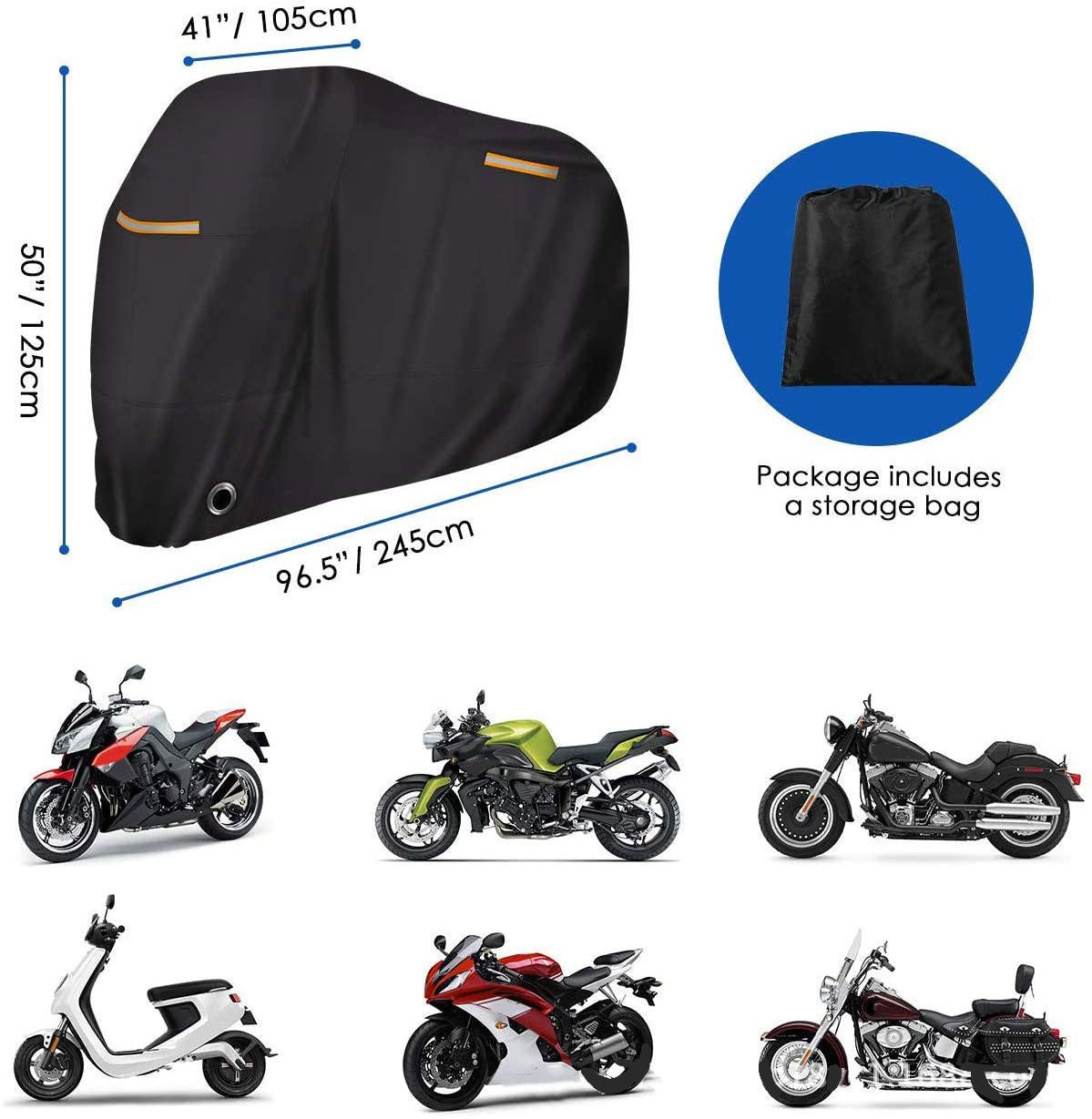 Motorcycle Night Reflective Cover With Lock-Holes