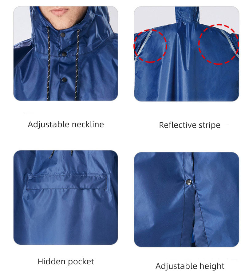 Hidden pocket and reflective strip rain suit