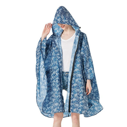 Adult polyester cape waterproof zipper rain poncho