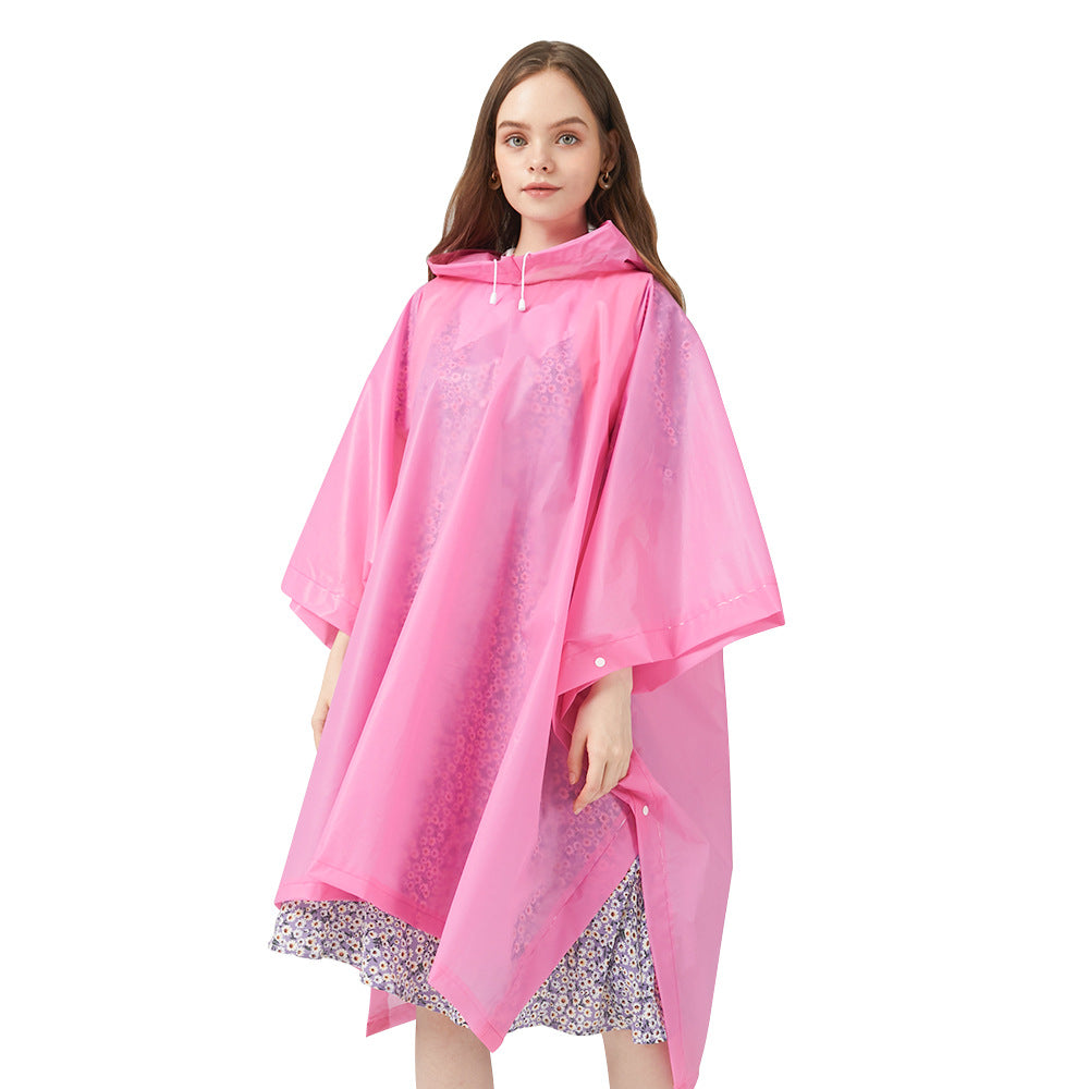 Women's hiking button rain poncho