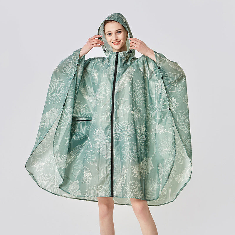 Adult polyester cape waterproof zipper rain poncho