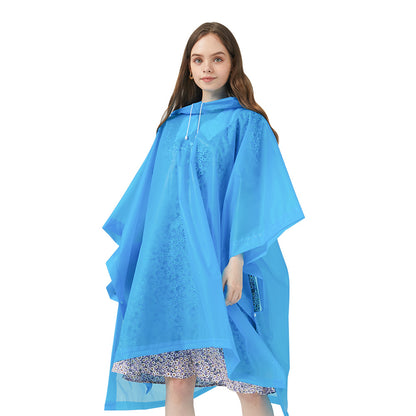 Women's hiking button rain poncho